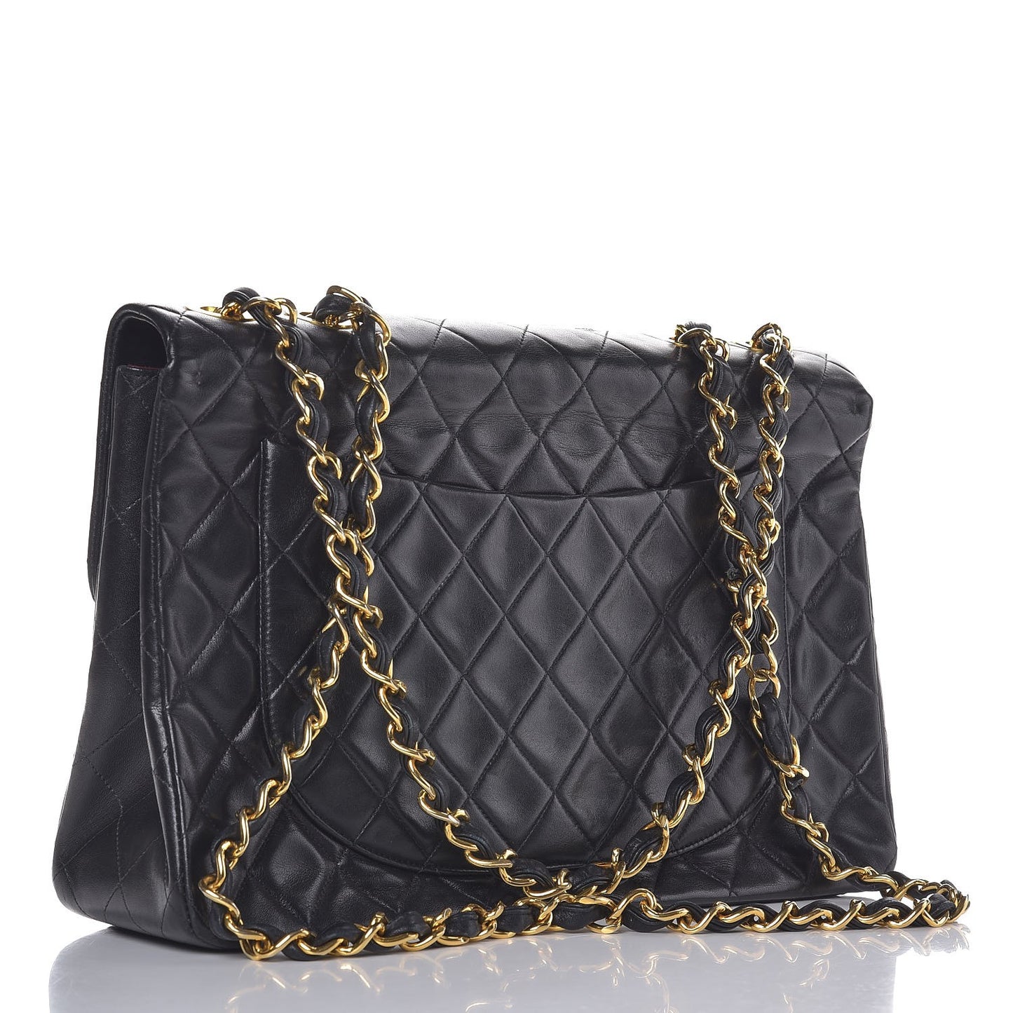 Lambskin Quilted XL Jumbo Single Flap Black