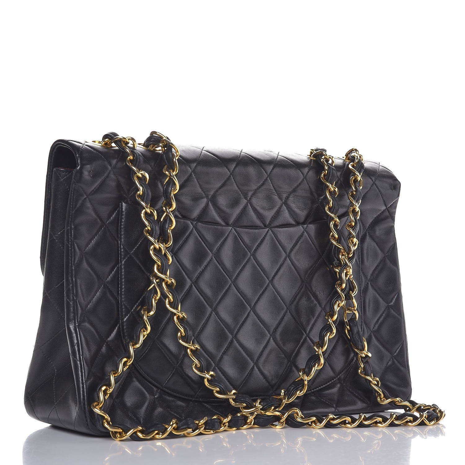 Chanel Lambskin Quilted XL Jumbo Single Flap Black 4 of 14
