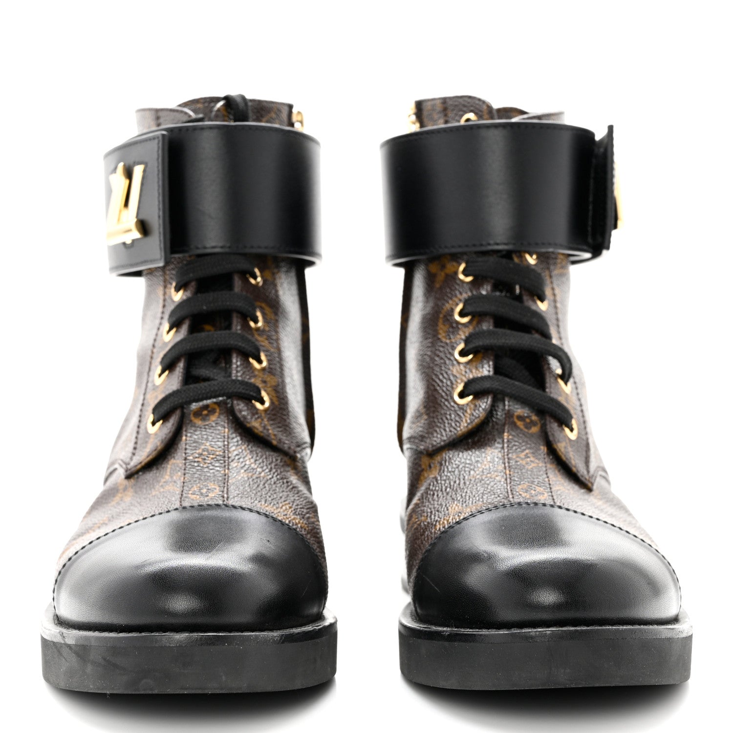 Louis Vuitton Calfskin Monogram Wonderland Flat Ranger Boots 39 Black 2 of 9