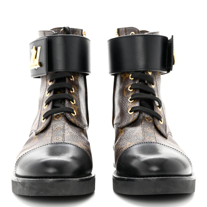 Louis Vuitton Calfskin Monogram Wonderland Flat Ranger Boots 39 Black 2 of 9
