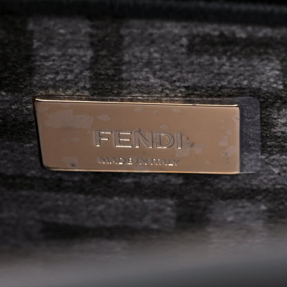 Fendi Vitello Seta Chenille FF Mini Peekaboo Iconic Satchel Anthracite Asfalto 7 of 9