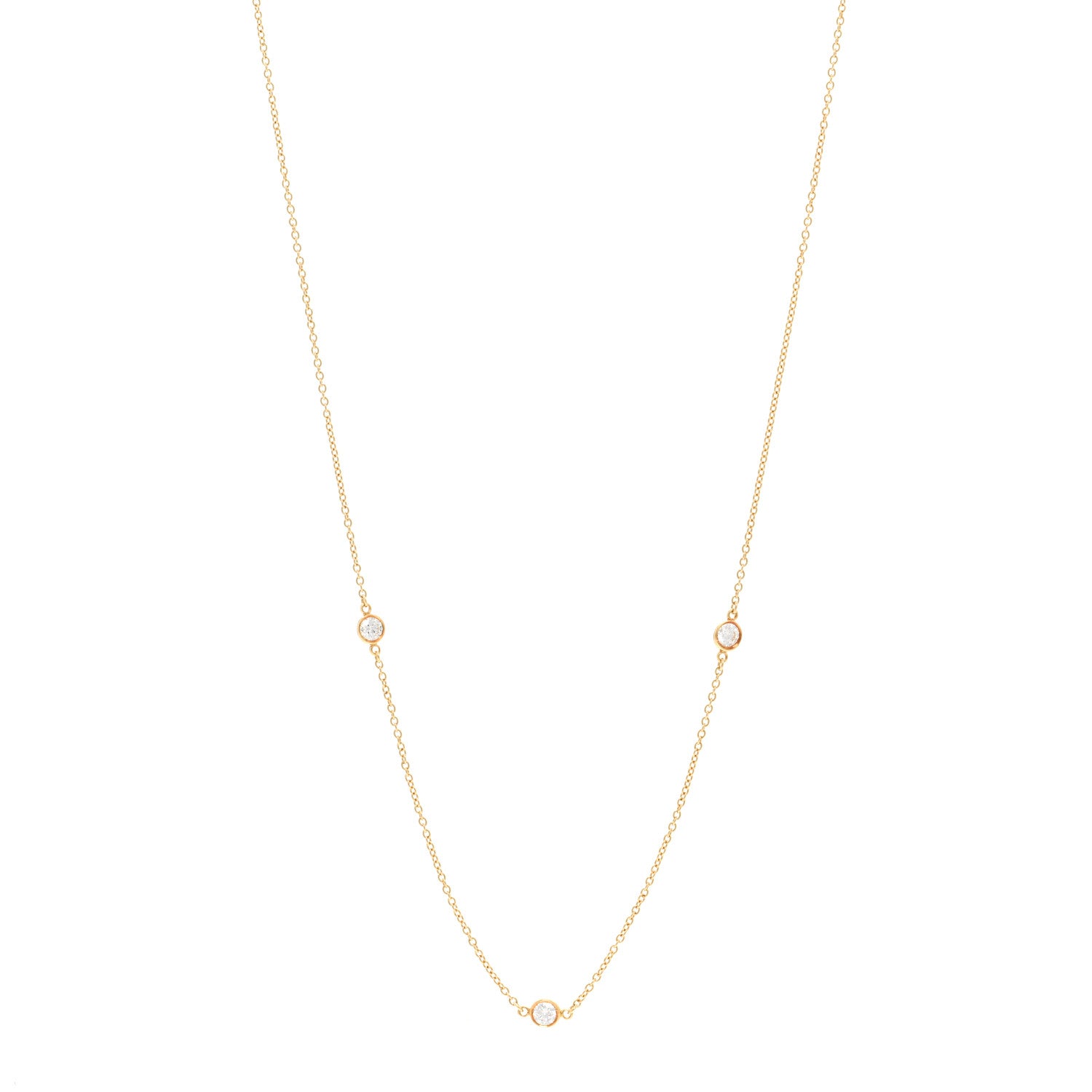 Tiffany 18K Yellow Gold Elsa Peretti Diamonds by the Yard 3 Station Necklace 1 of 4
