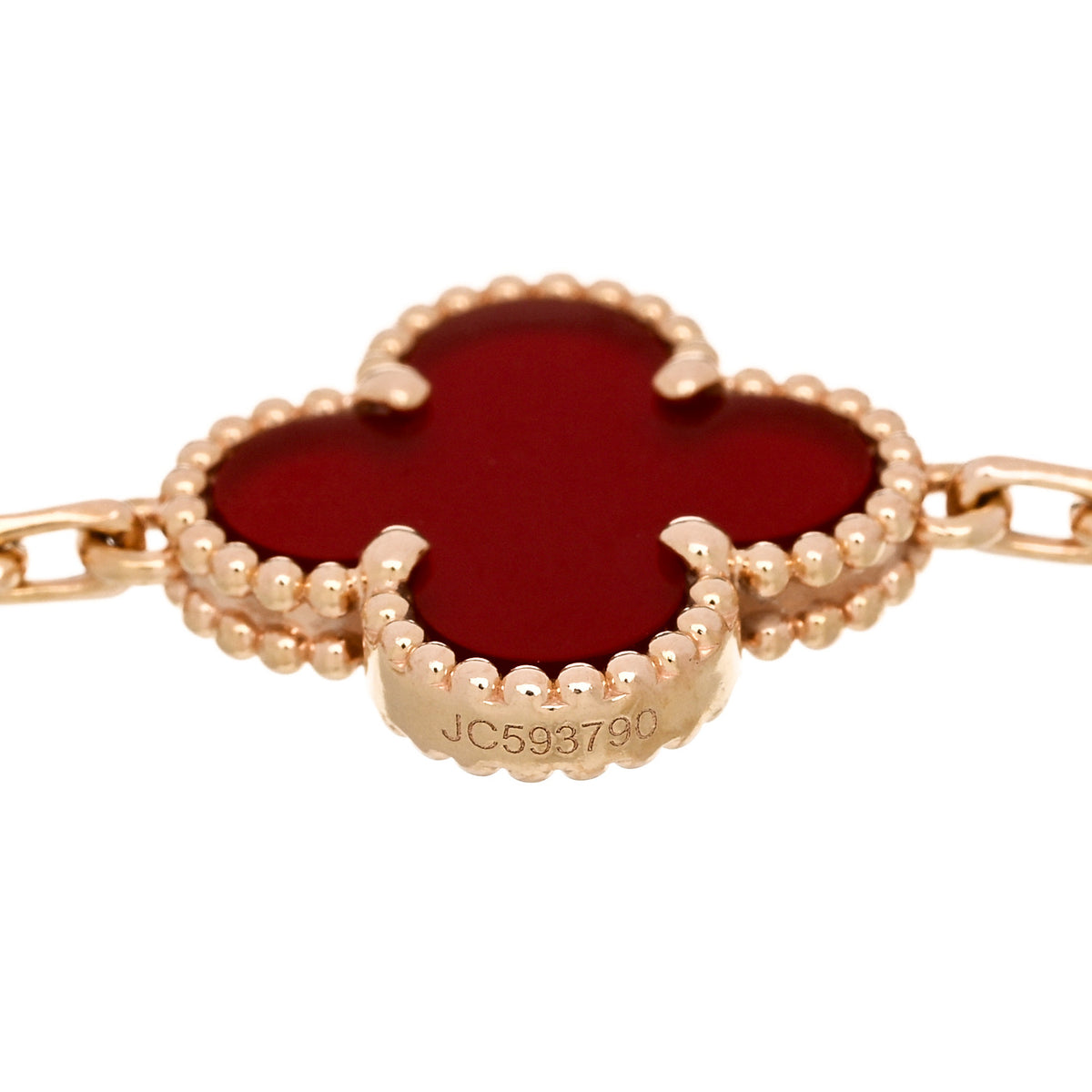 Van Cleef & Arpels 18K Rose Gold Carnelian 5 Motifs Guilloche Vintage Alhambra Bracelet 4 of 5