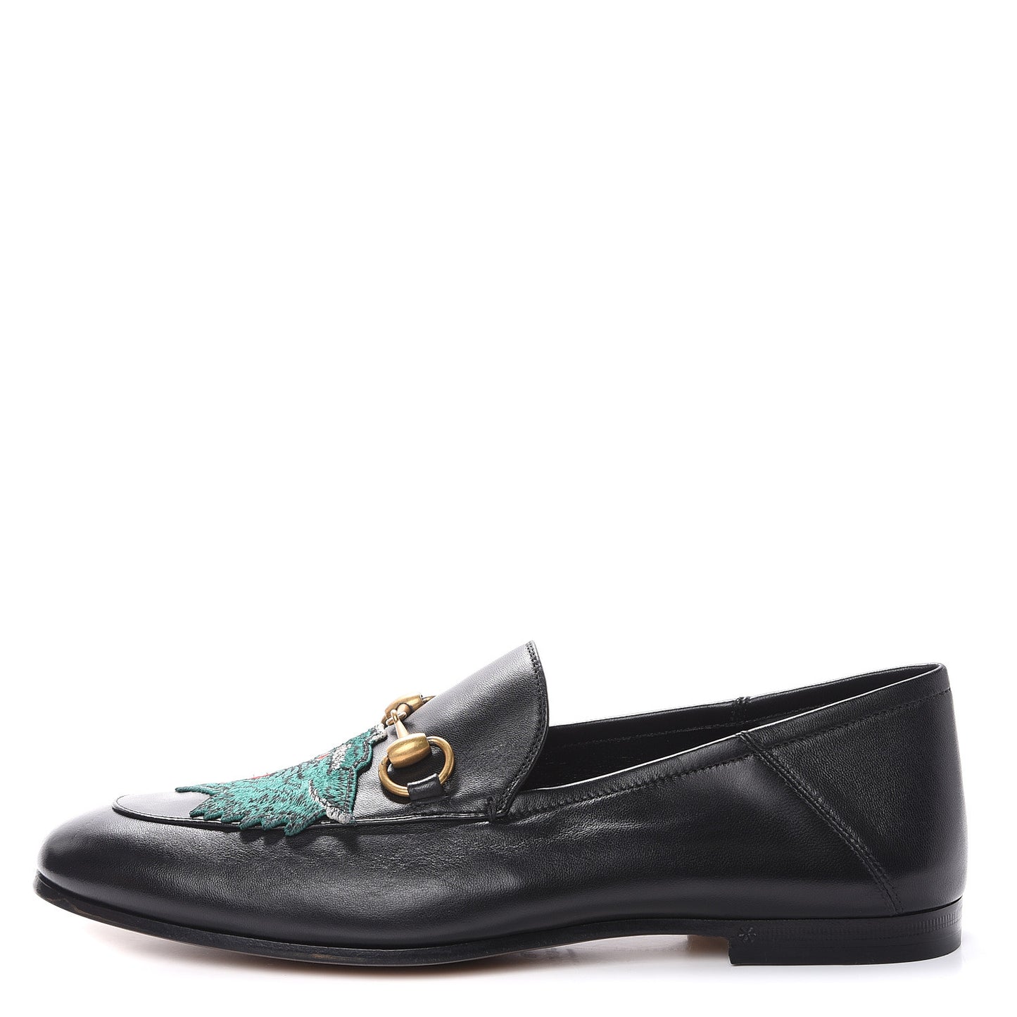 Lambskin Wolf Embroidered Mens Brixton Horsebit Loafers 7 Black