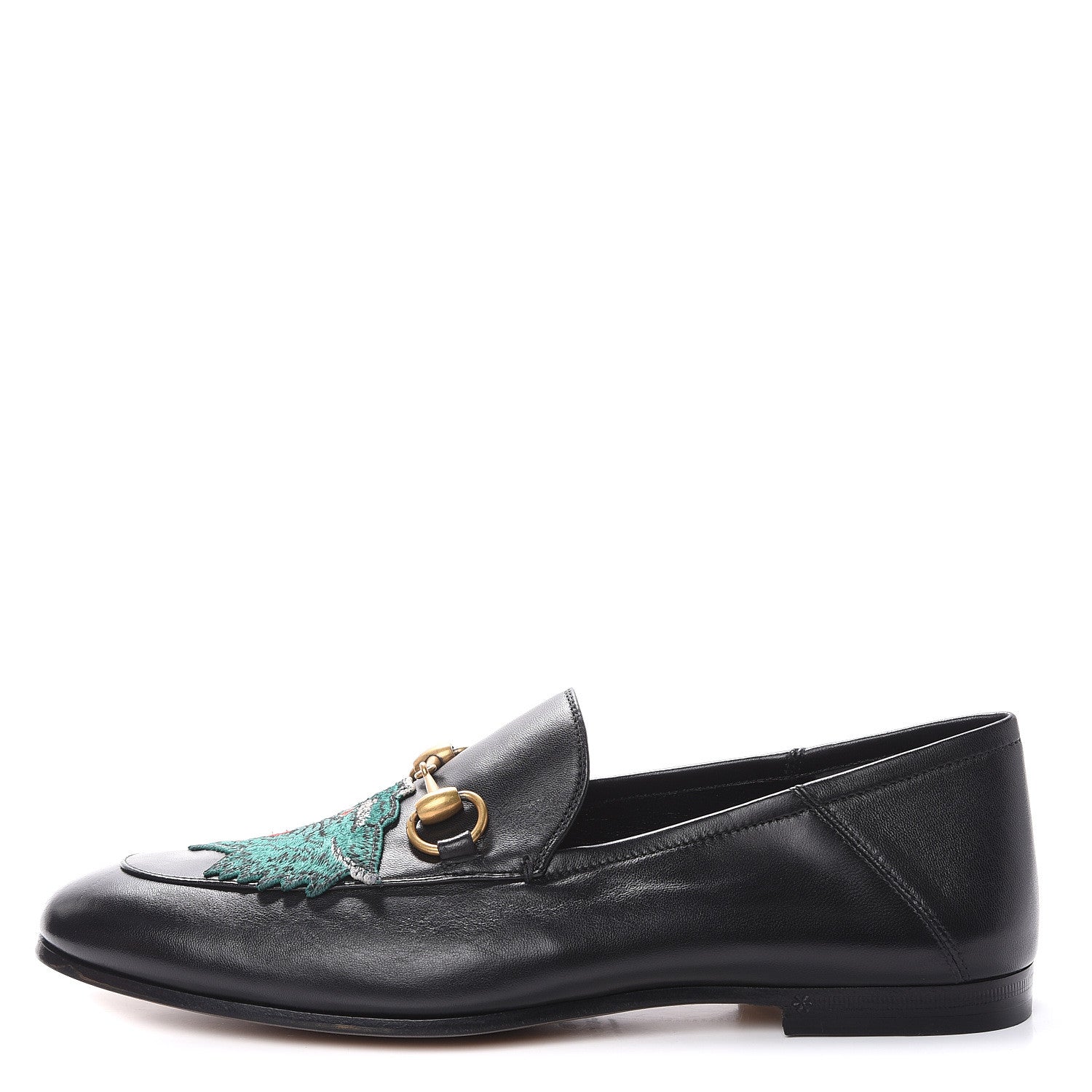 Gucci Lambskin Wolf Embroidered Mens Brixton Horsebit Loafers 7 Black 1 of 10