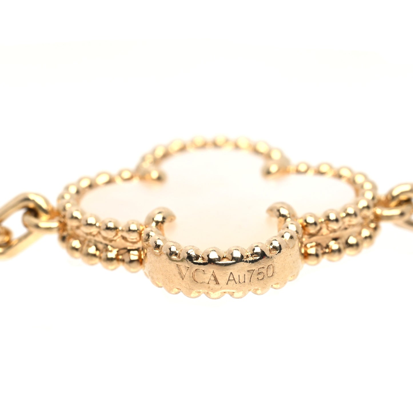 18K Yellow Gold Mother of Pearl 5 Motifs Vintage Alhambra Bracelet
