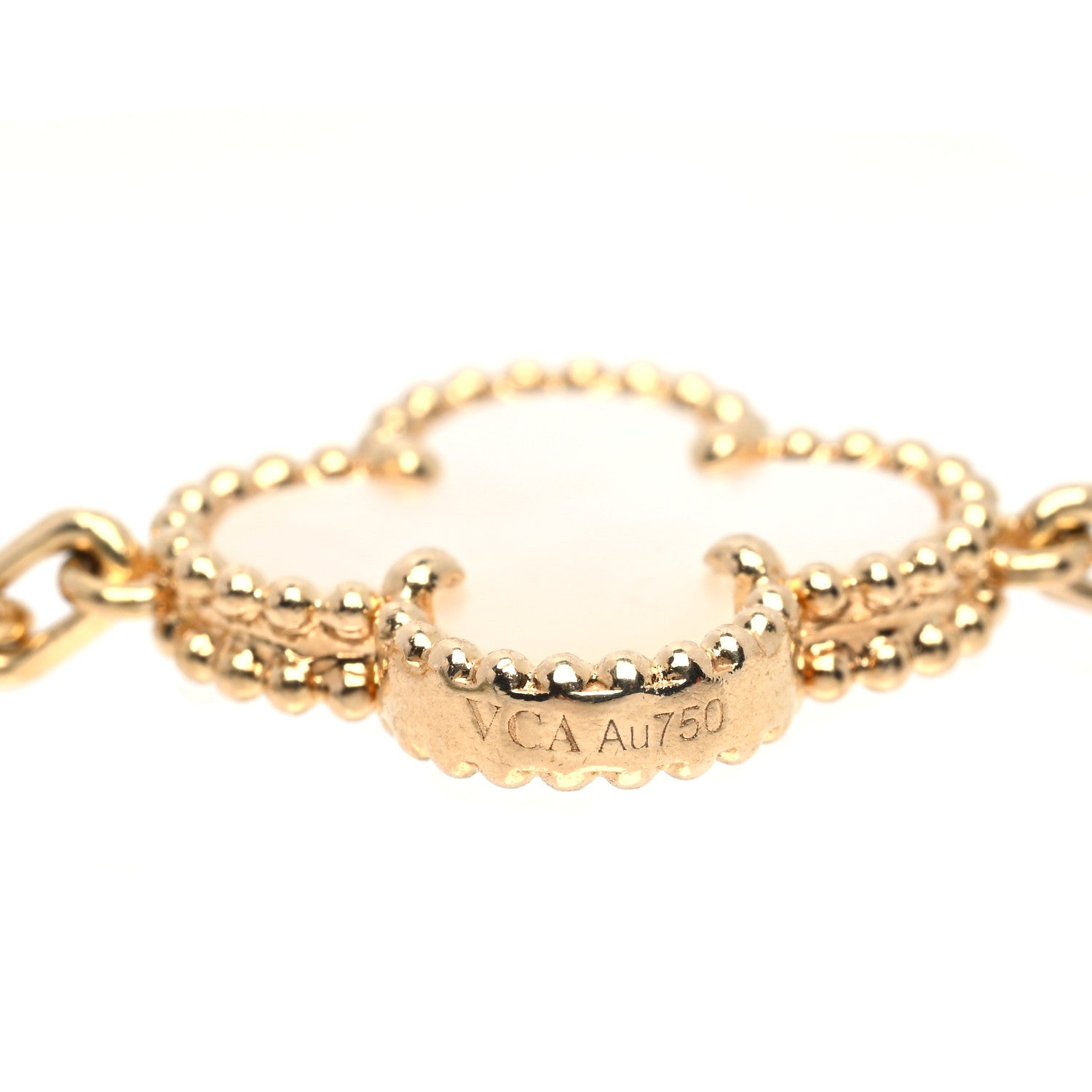 Van Cleef & Arpels 18K Yellow Gold Mother of Pearl 5 Motifs Vintage Alhambra Bracelet 3 of 7