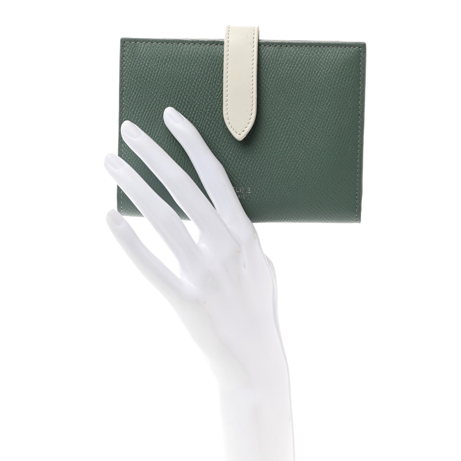 Celine Grained Calfskin Medium Multifunction Strap Wallet Green 2 of 10
