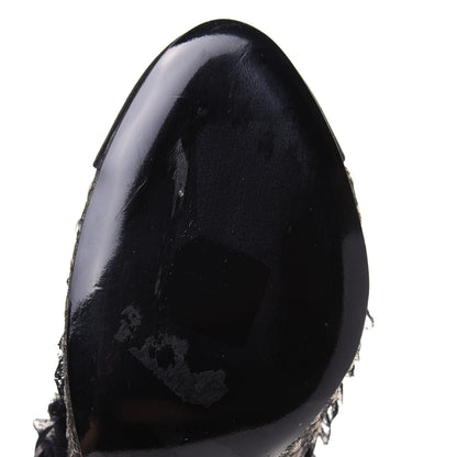 Chanel Mesh Satin CC Mary Jane Pumps 38 Black 8 of 13