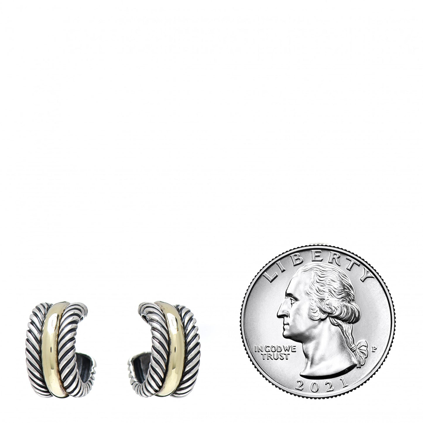 Sterling Silver 14K Yellow Gold 16mm Cable Classics Hoop Earrings