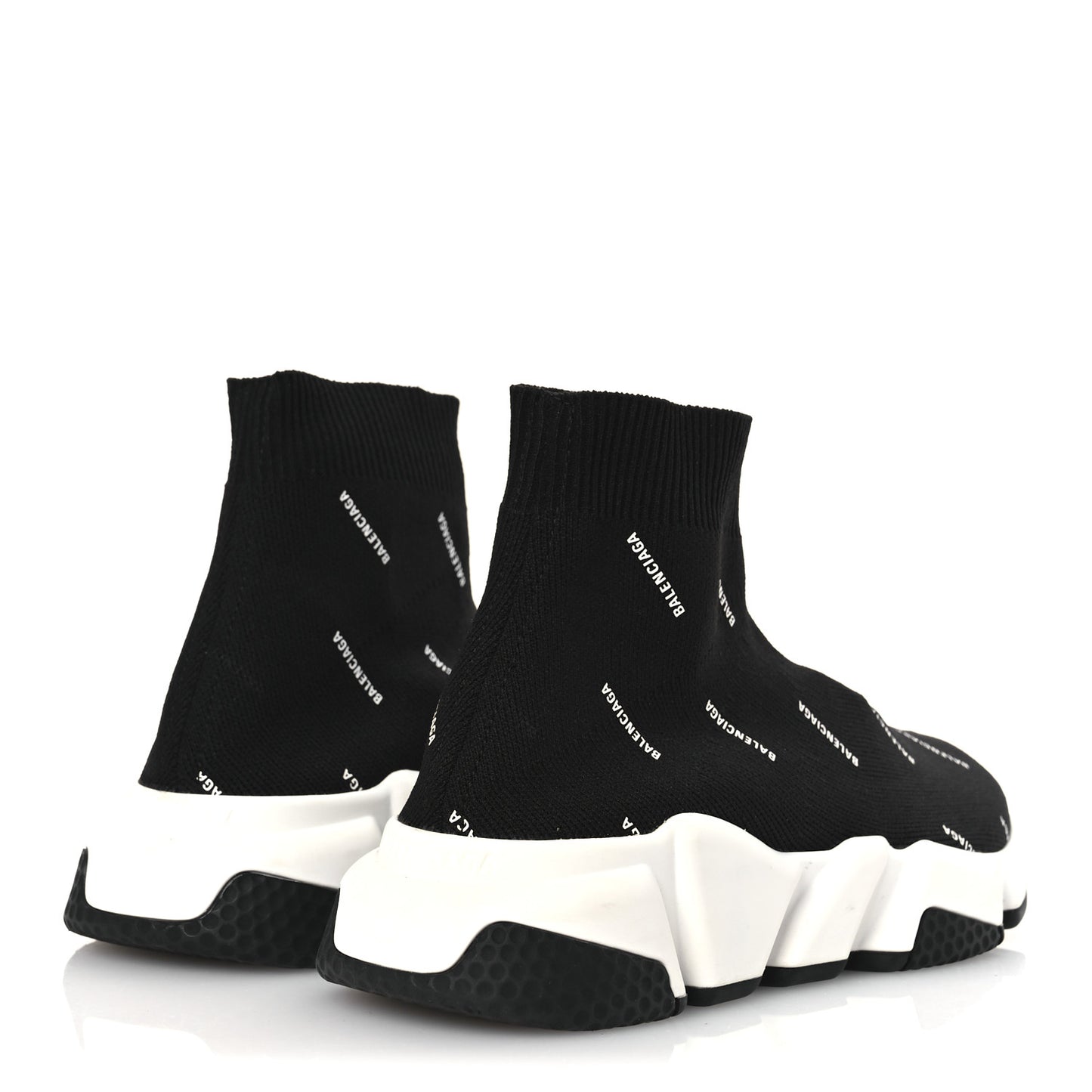 Neoprene Knit Allover Logo Bi-Color Sole Womens Speed Sneakers 35 Black White