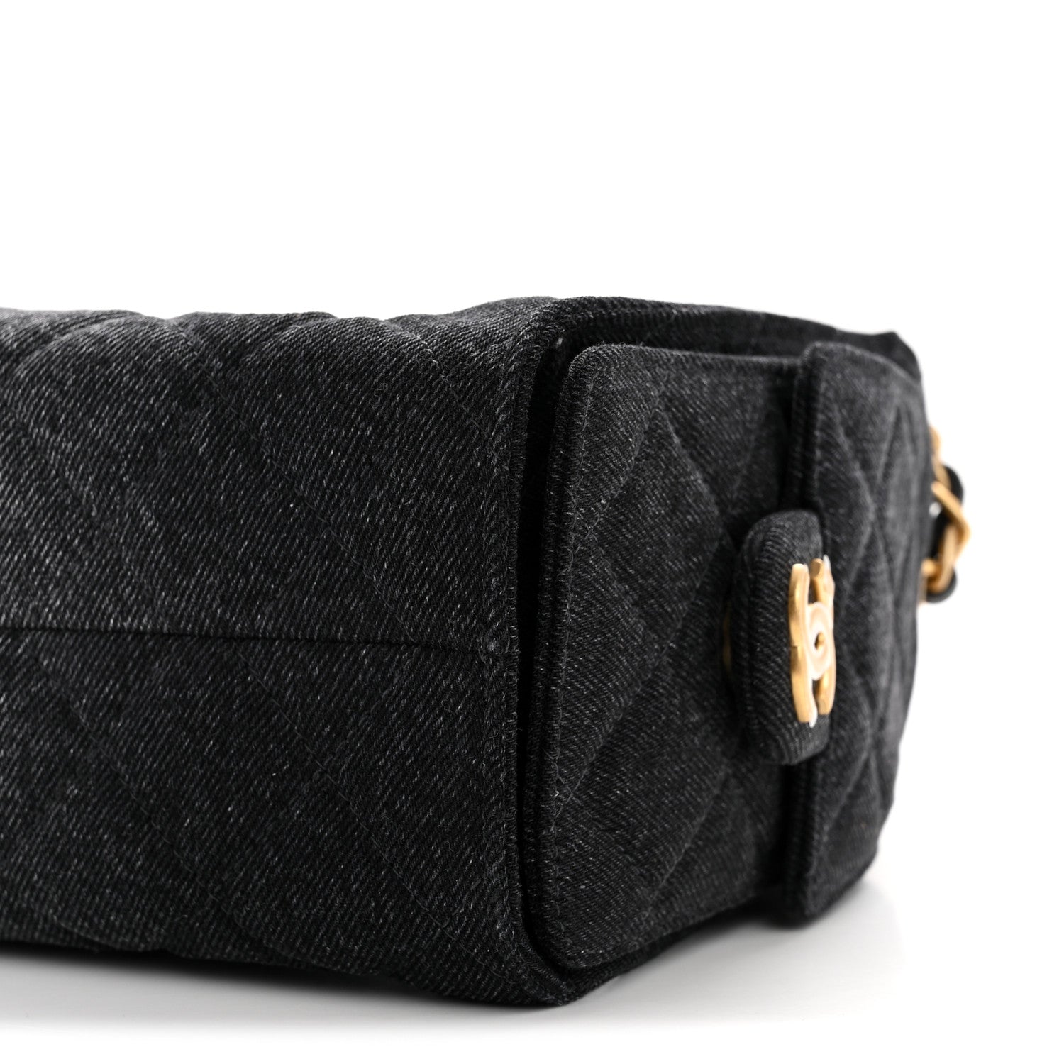 Chanel Washed Denim Quilted Mini Chanel 25 Handbag Black 10 of 10
