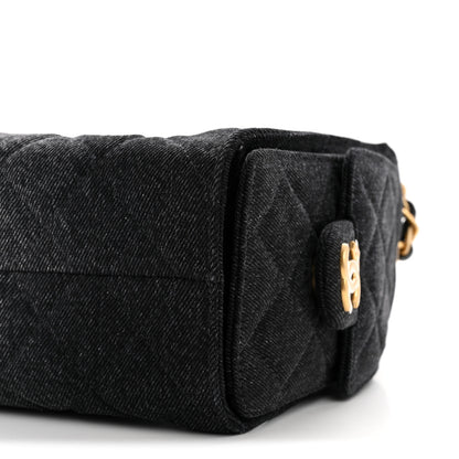 Chanel Washed Denim Quilted Mini Chanel 25 Handbag Black 10 of 10