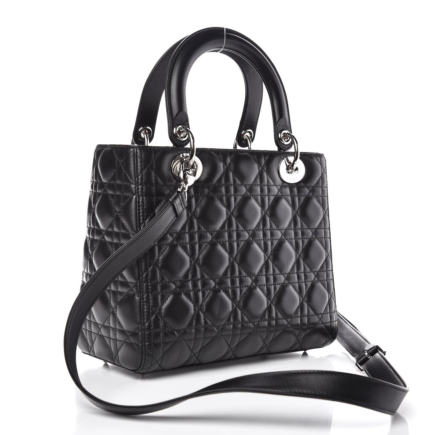 Christian Dior Lambskin Cannage Medium Lady Dior Black 3 of 10