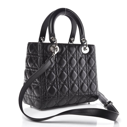 Christian Dior Lambskin Cannage Medium Lady Dior Black 3 of 10