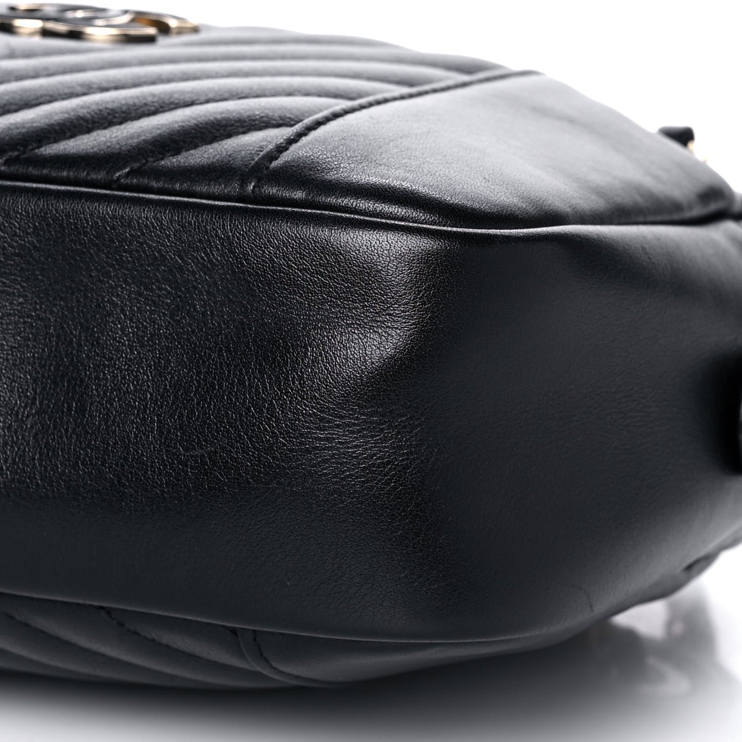Calfskin Quilted Daily Chevron Camera Case Black