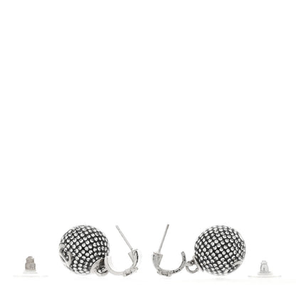 Chanel Resin Crystal CC Ball Drop Earrings Silver 3 of 5