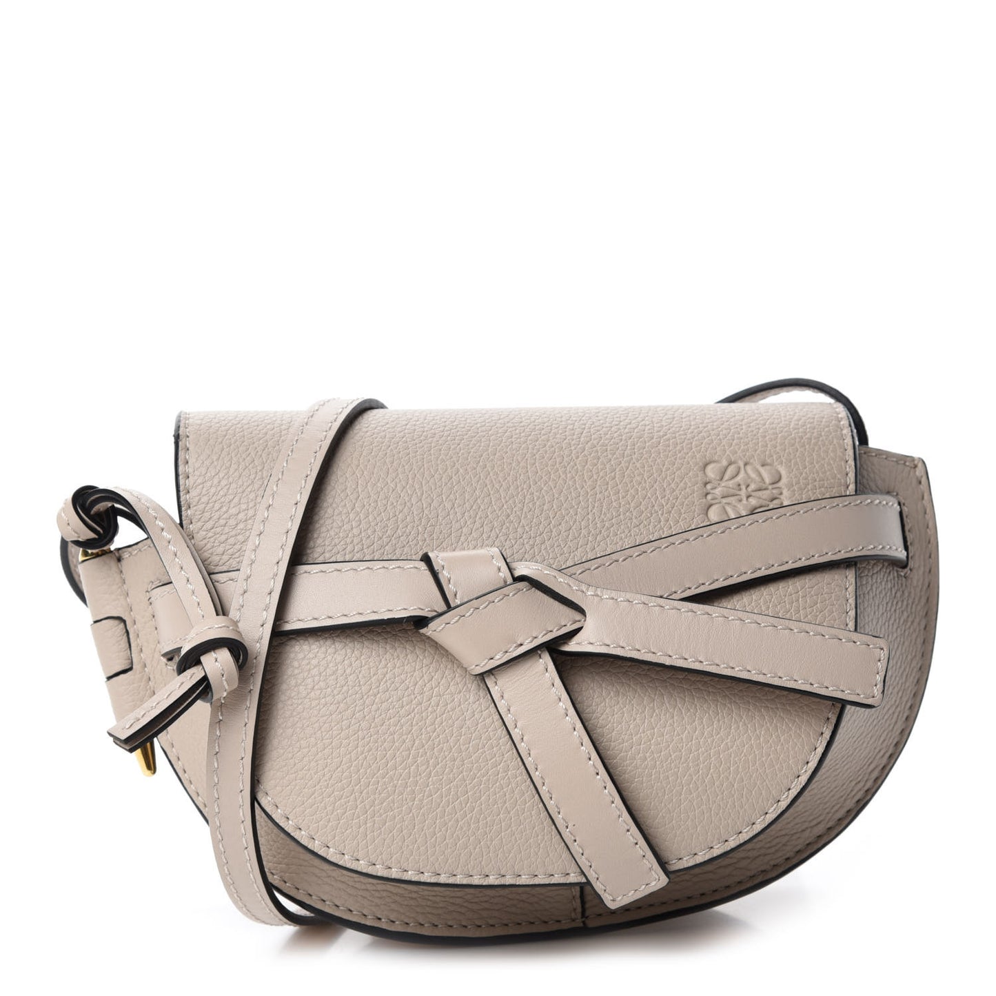 Grained Calfskin Mini Gate Crossbody Bag Light Oat