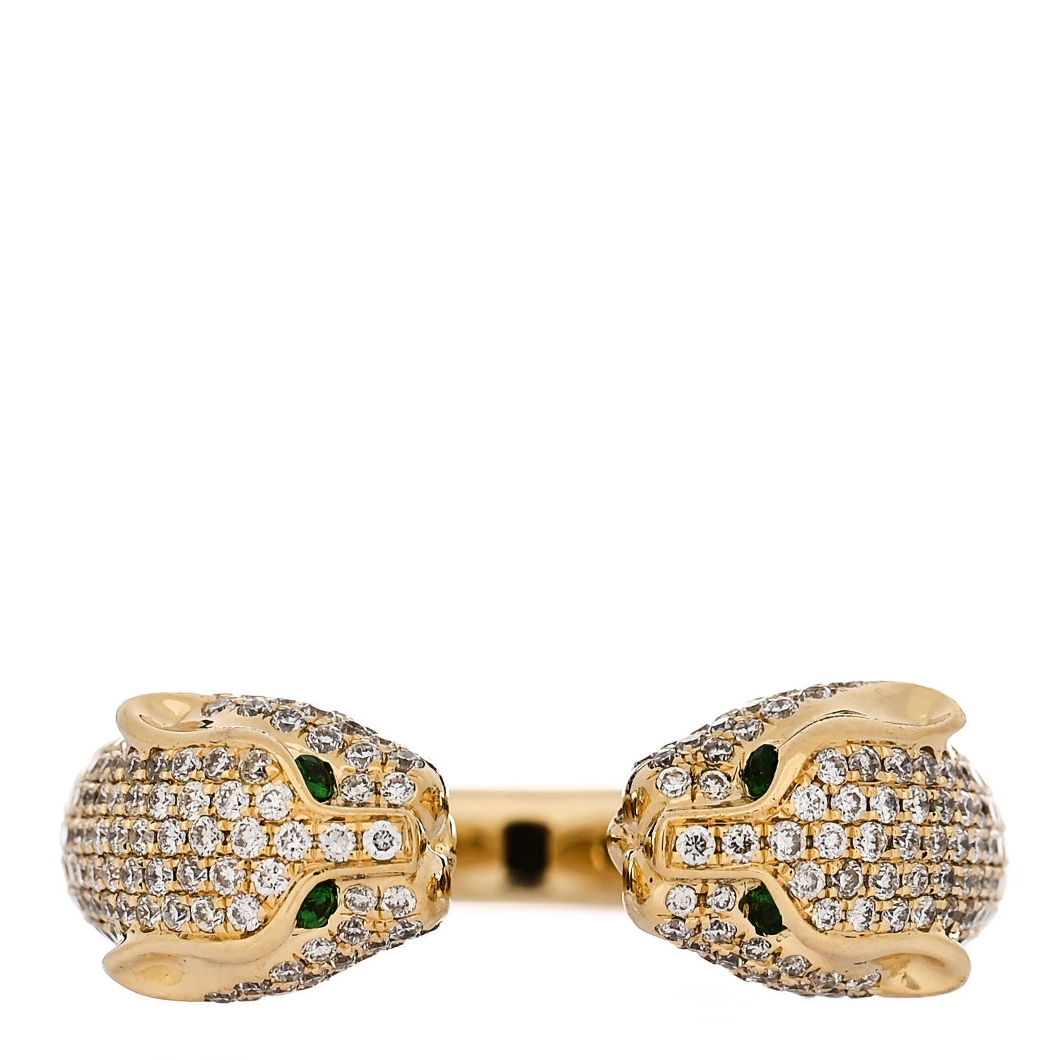 Anita Ko 18K Yellow Gold Diamond Tsavorite Double Headed Panther Ring 53 6.5 1 of 5