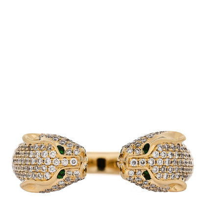 Anita Ko 18K Yellow Gold Diamond Tsavorite Double Headed Panther Ring 53 6.5 1 of 5