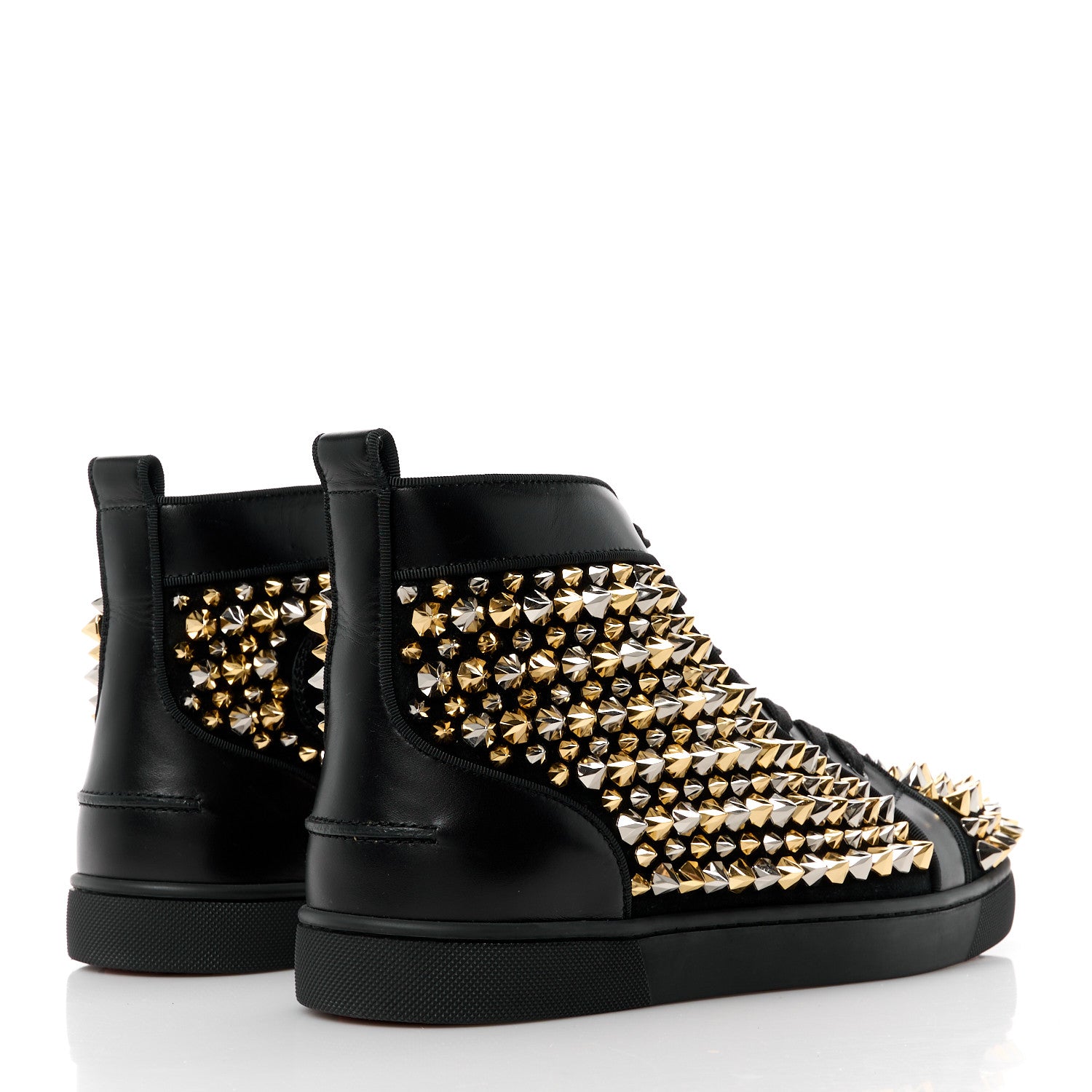 Christian Louboutin Calfskin Louis Spikes Flat Mens Sneakers 40.5 Black 4 of 9