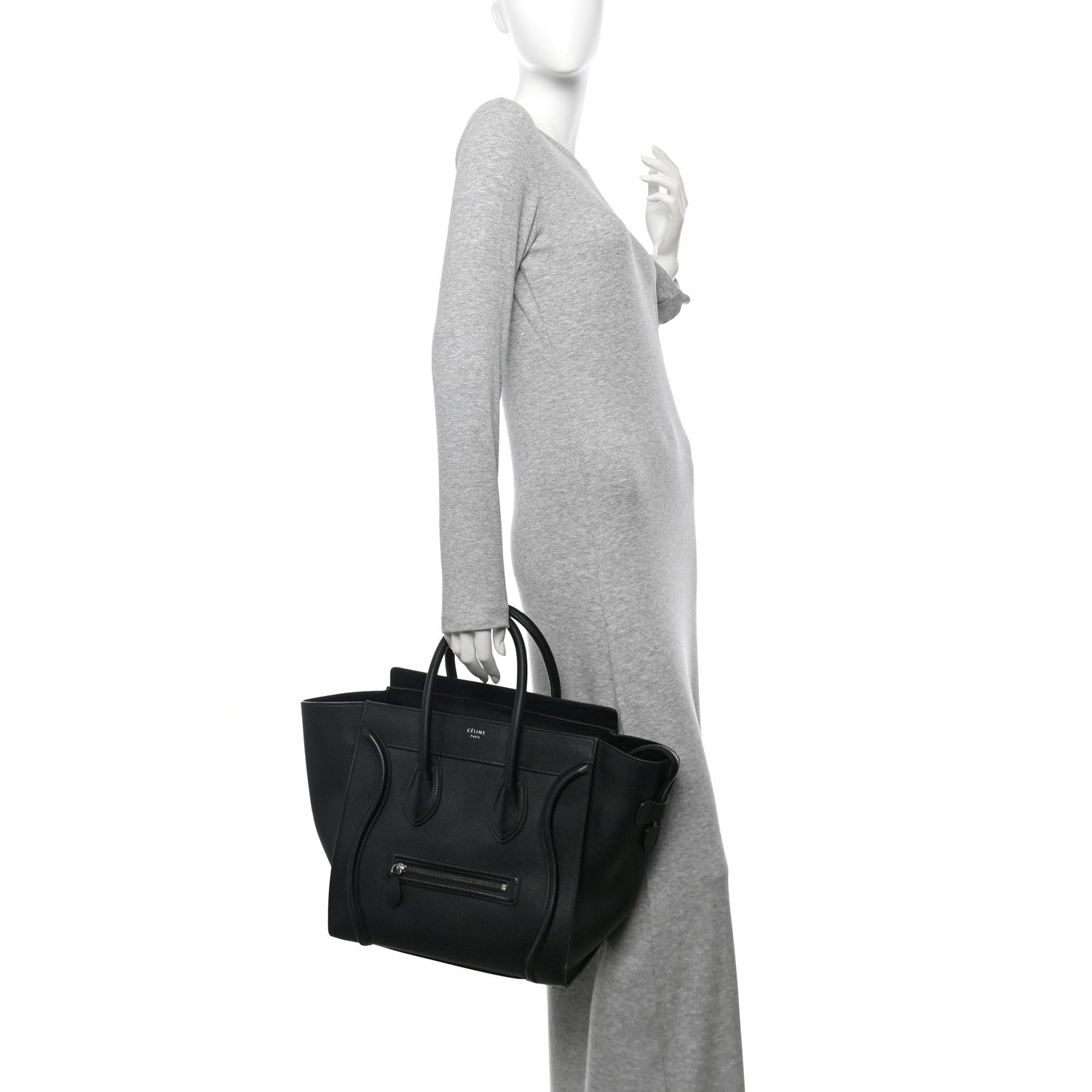 Celine Drummed Calfskin Mini Luggage Black 2 of 13