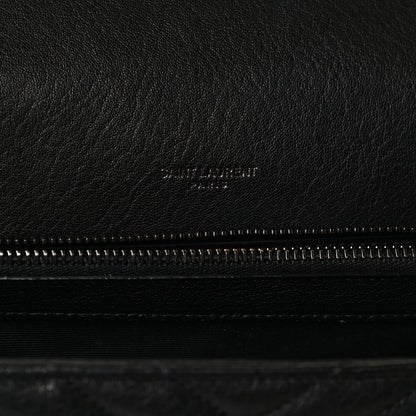 Saint Laurent Sheepskin Matelasse Chevron Monogram Large College Satchel Black 12 of 25
