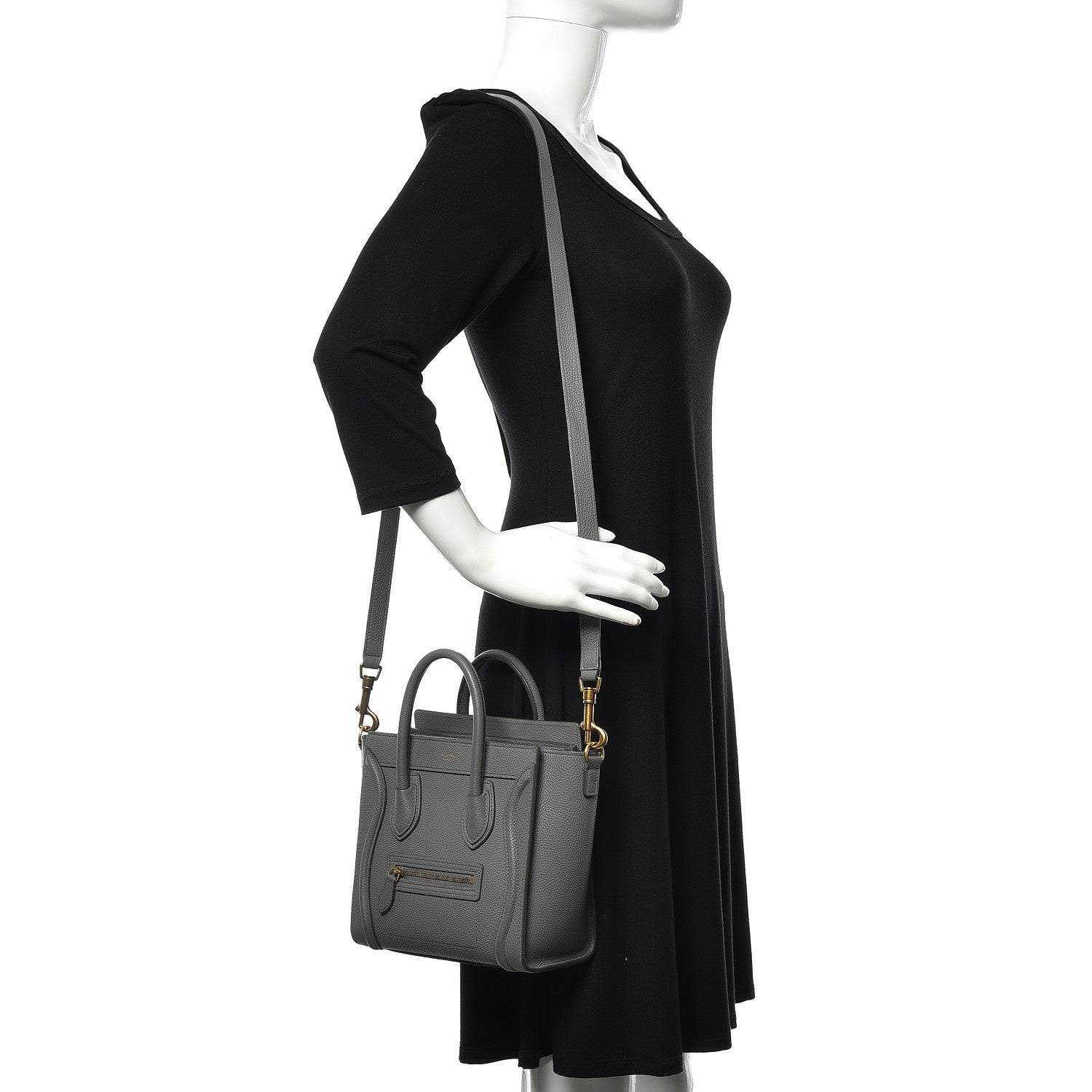 Celine Baby Drummed Calfskin Nano Luggage Kohl 2 of 12