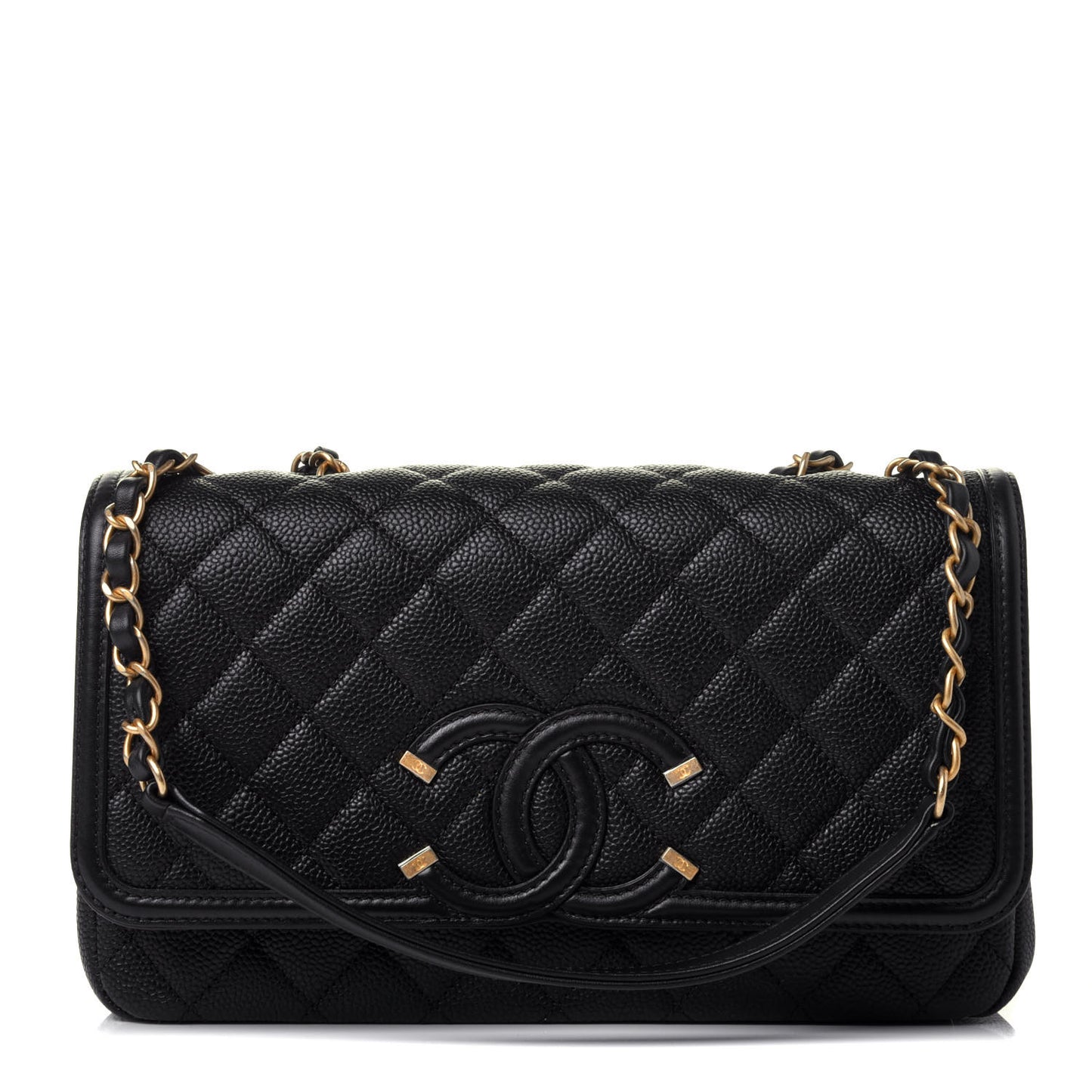Caviar Quilted Medium CC Filigree Flap Black