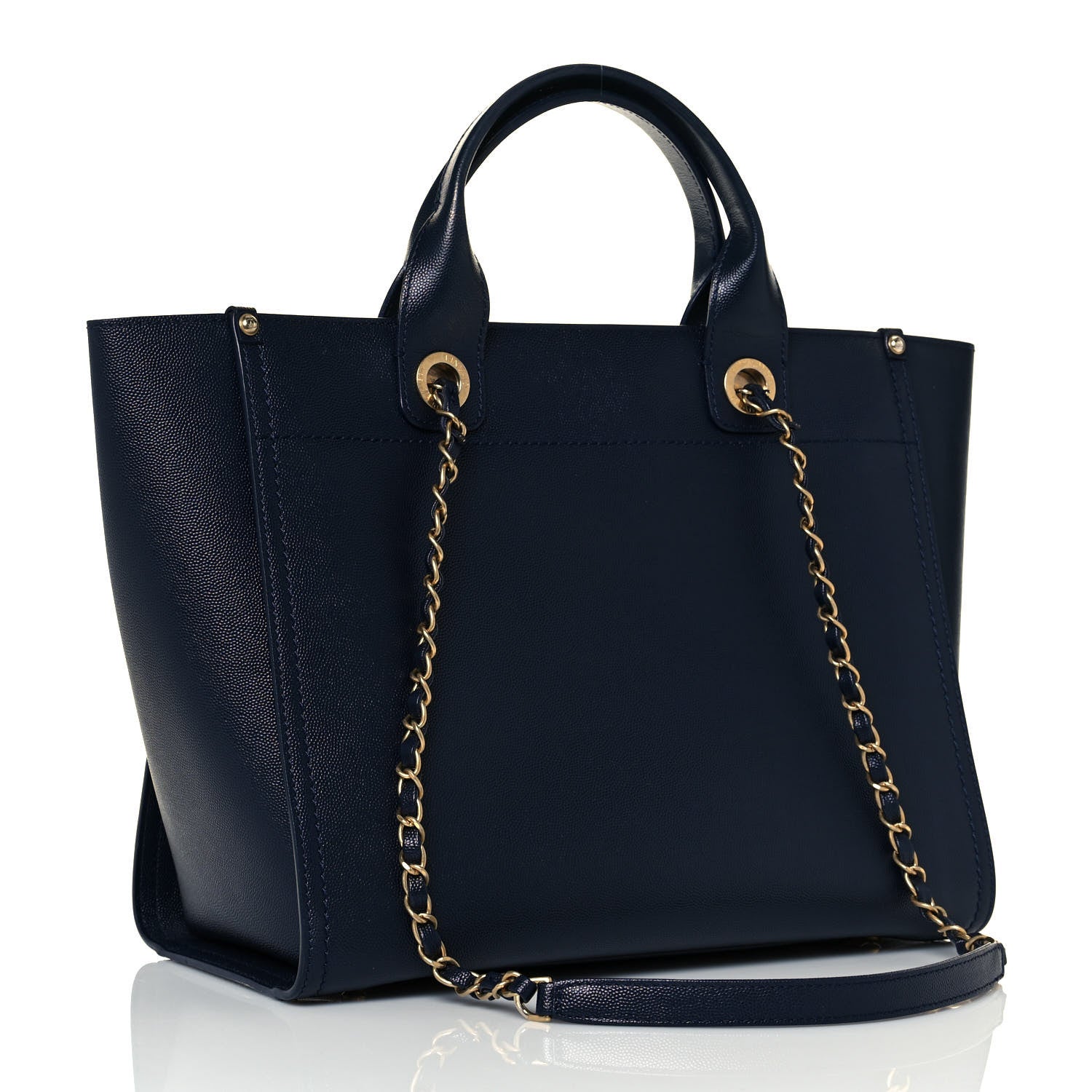 Chanel Caviar Small Studded Deauville Tote Blue 3 of 15
