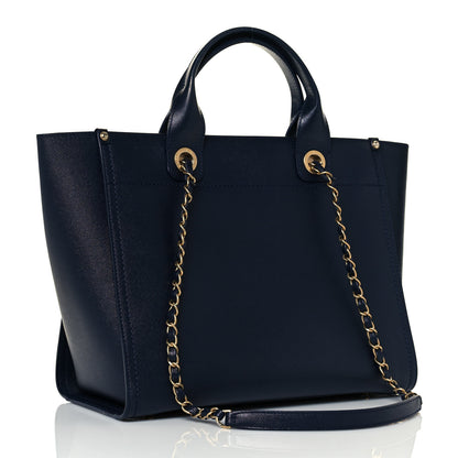 Chanel Caviar Small Studded Deauville Tote Blue 3 of 15