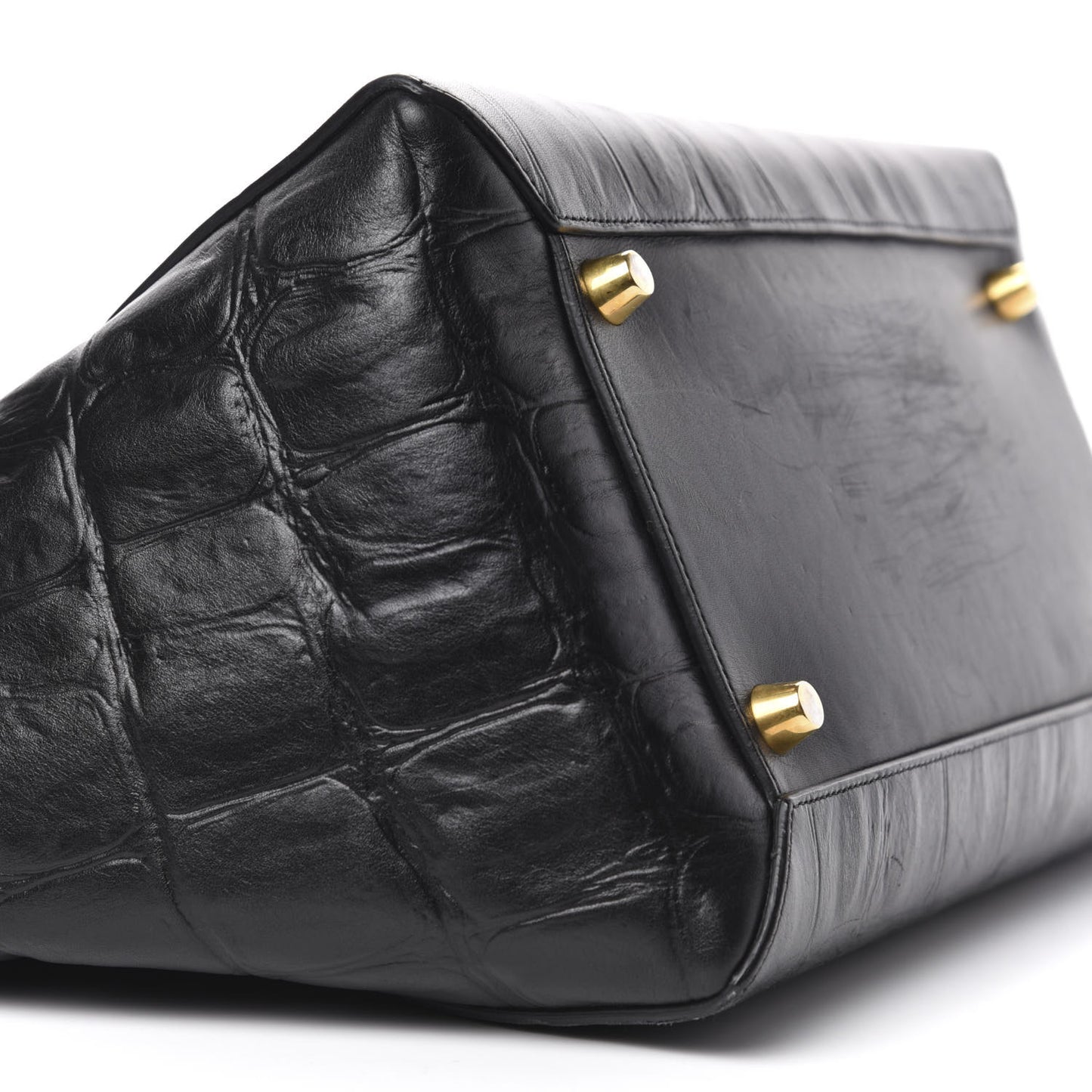 Calfskin Crocodile Embossed Small Belt Bag Black