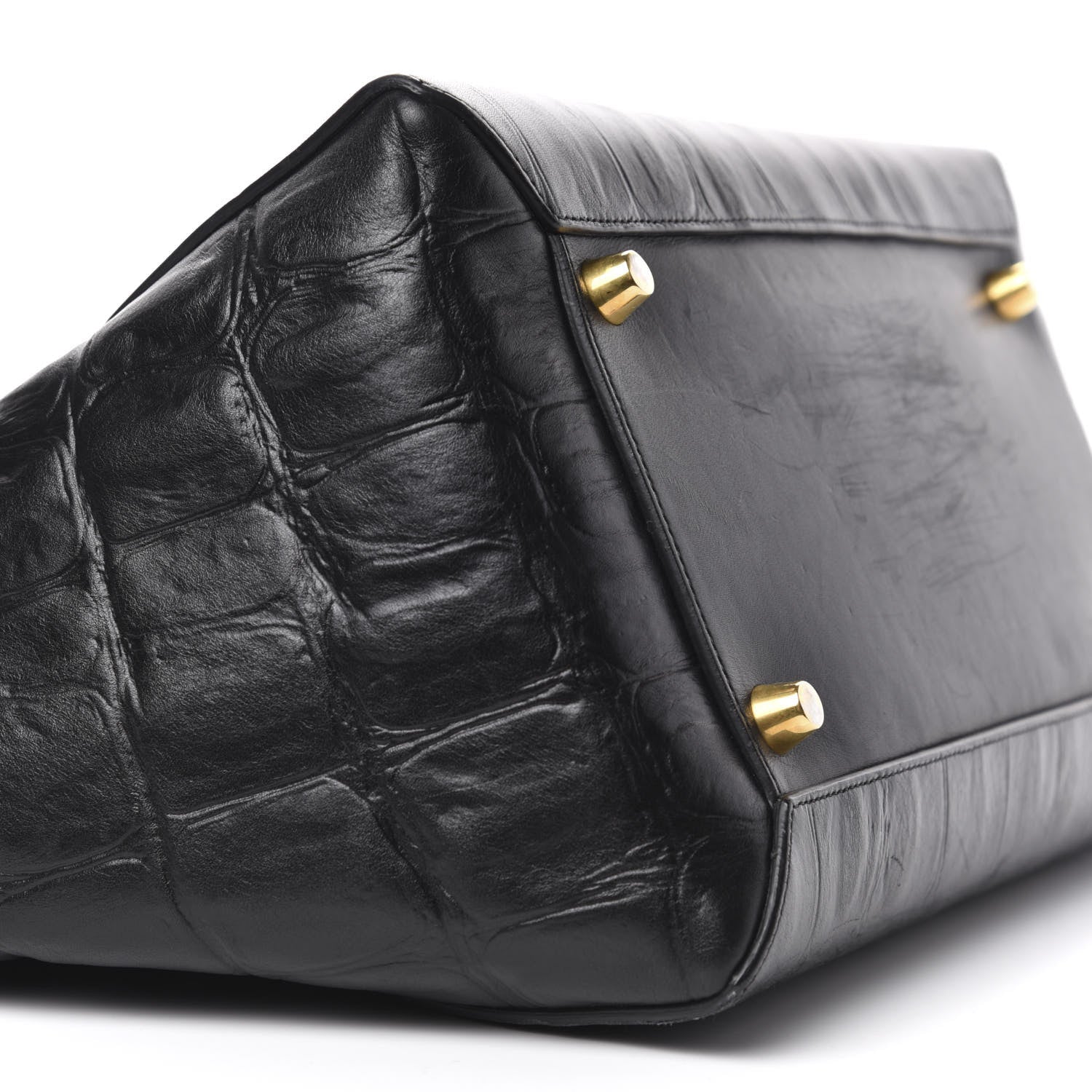 Celine Calfskin Crocodile Embossed Small Belt Bag Black 6 of 9