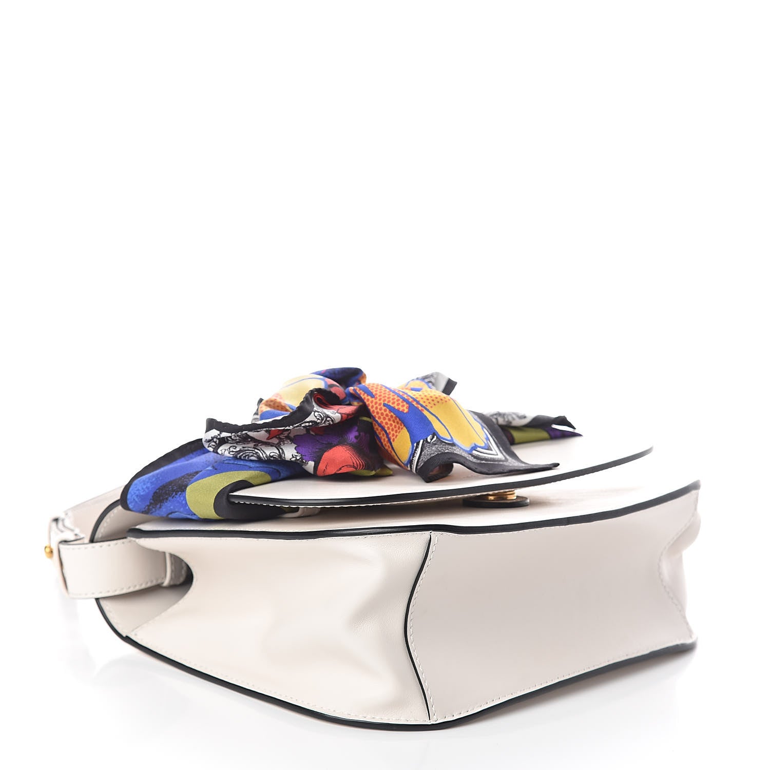 Versace Calfskin Shoulder Bag With Scarf White 4 of 9