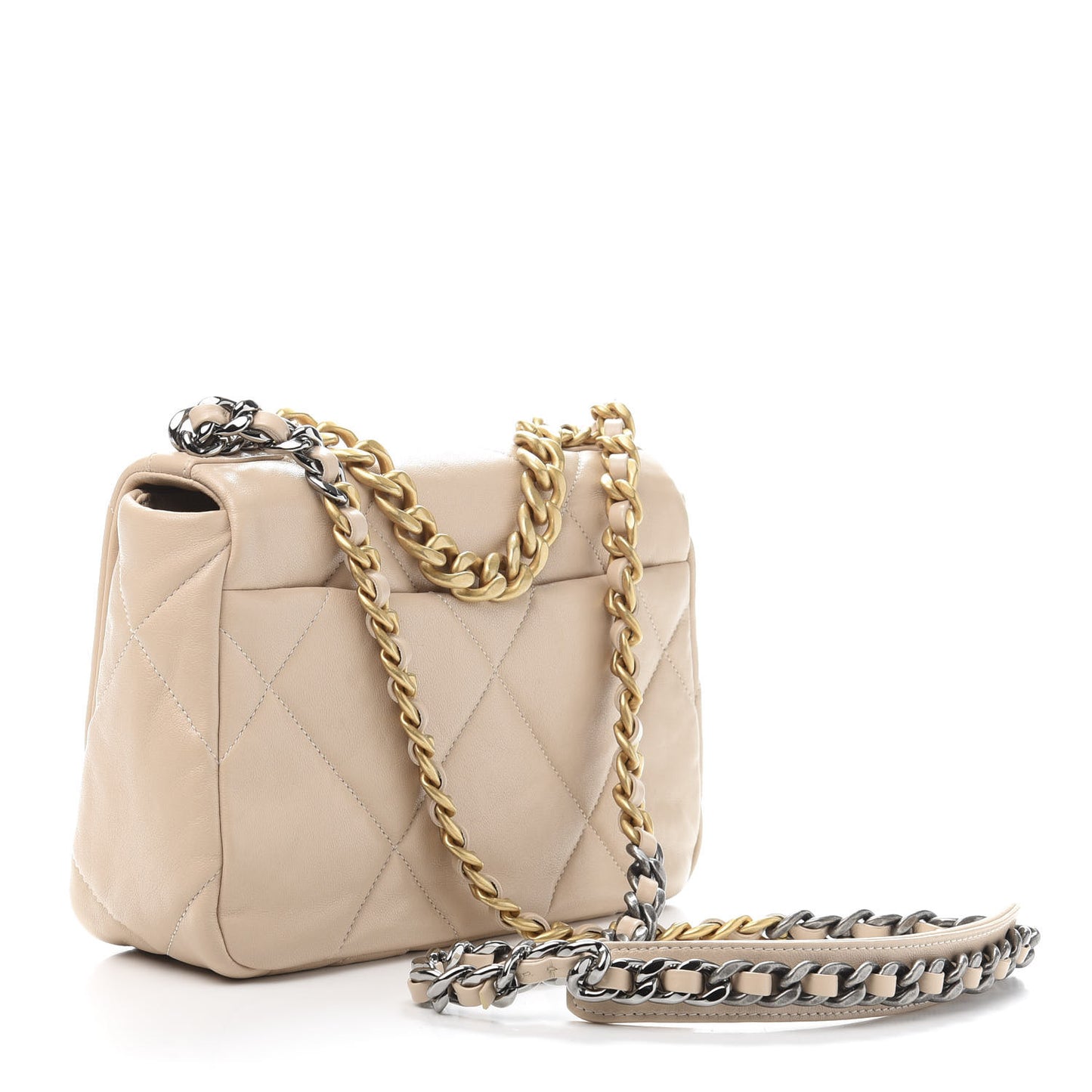 Lambskin Quilted Medium 19 Flap Light Beige