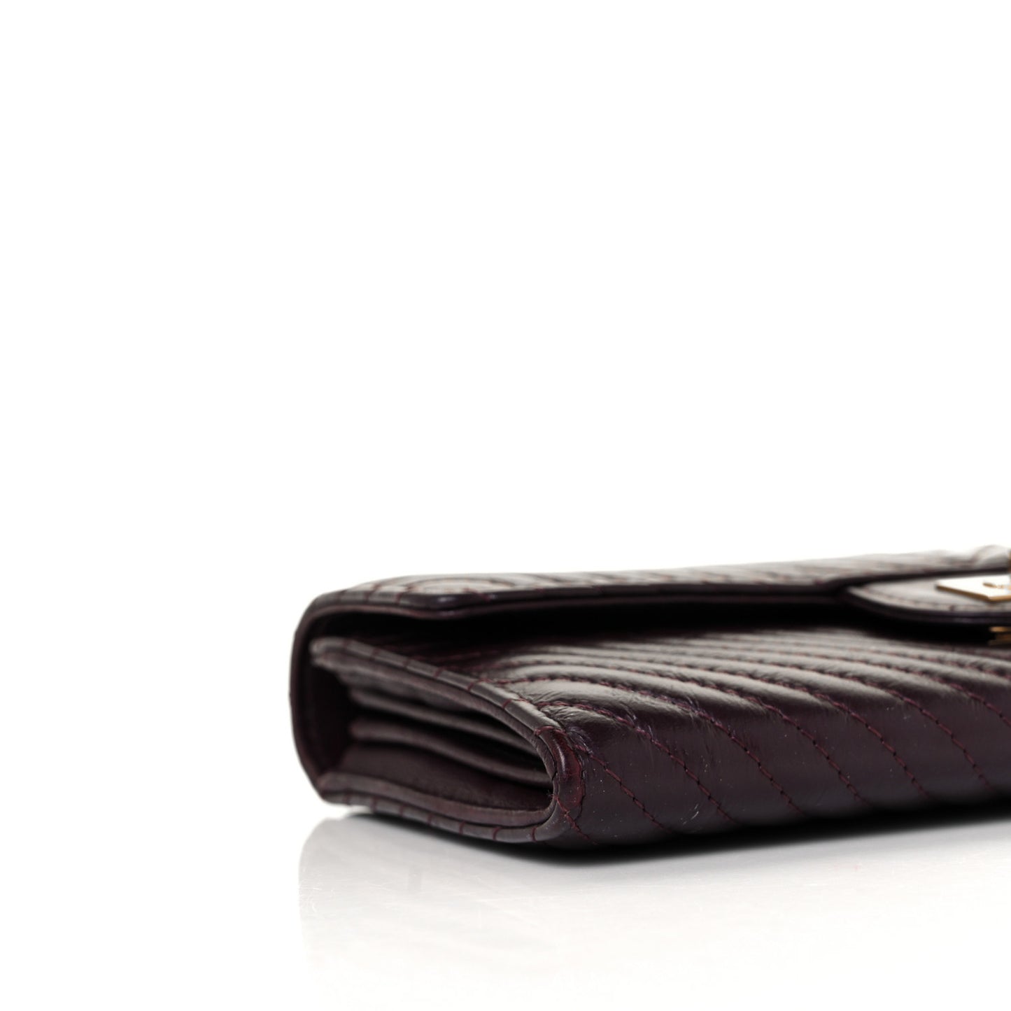 Aged Calfskin Chevron Quilted 2.55 Reissue Flap Wallet Burgundy