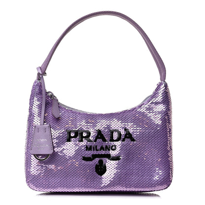 Prada Paillettes Sequin Mini Re-Edition 2000 Bag Lilium Black 1 of 13