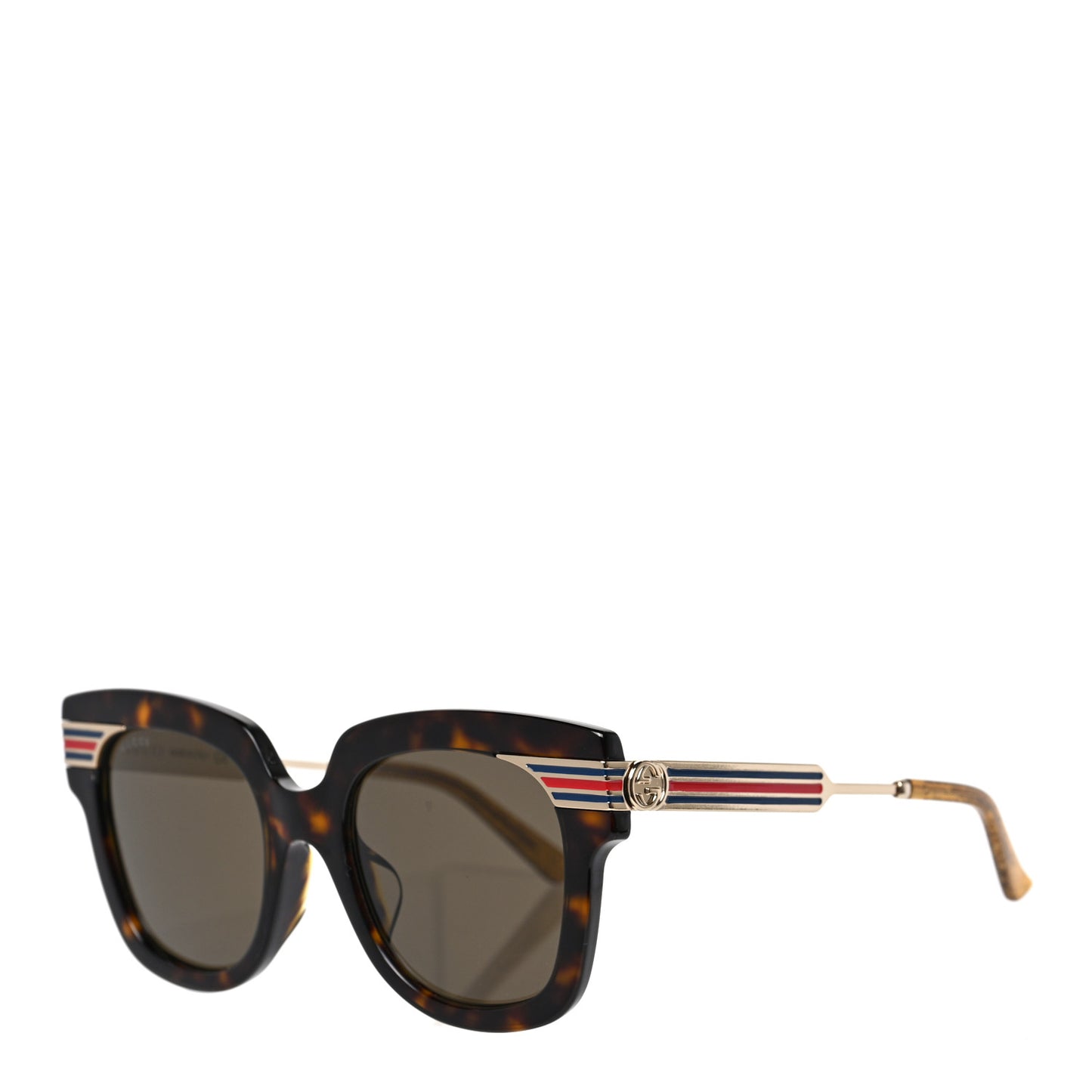 Acetate Square Frame Web Sunglasses GG0281S Havana