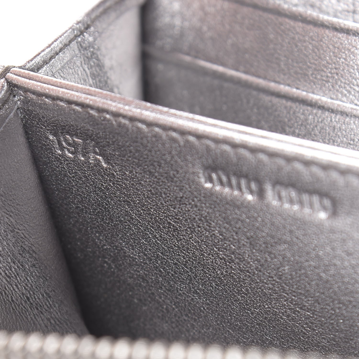 Miu Miu Metallic Nappa Impunture Zip Around Compact Wallet Chromo 8 of 9