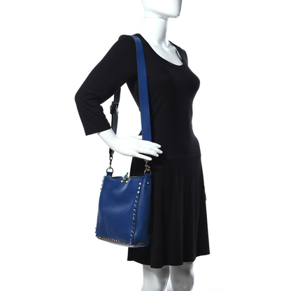 Valentino Garavani Pebbled Calfskin Small Rockstud Flip-Lock Messenger Bag Blu Delft 2 of 13