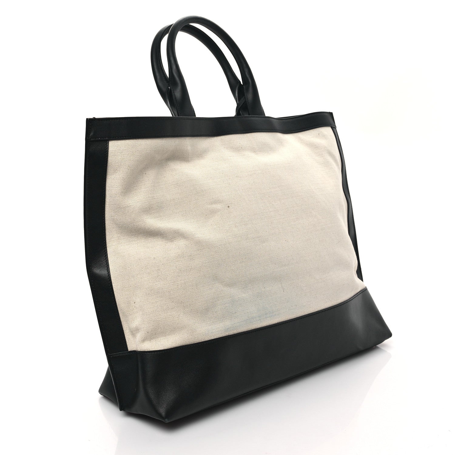 Saint Laurent Calfskin Linen Two Tone Cabas Tote Black 3 of 12