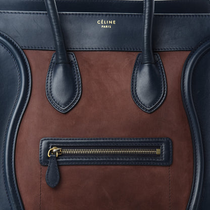 Celine Nubuck Smooth Calfskin Mini Tri-Color Luggage Marron 14 of 14