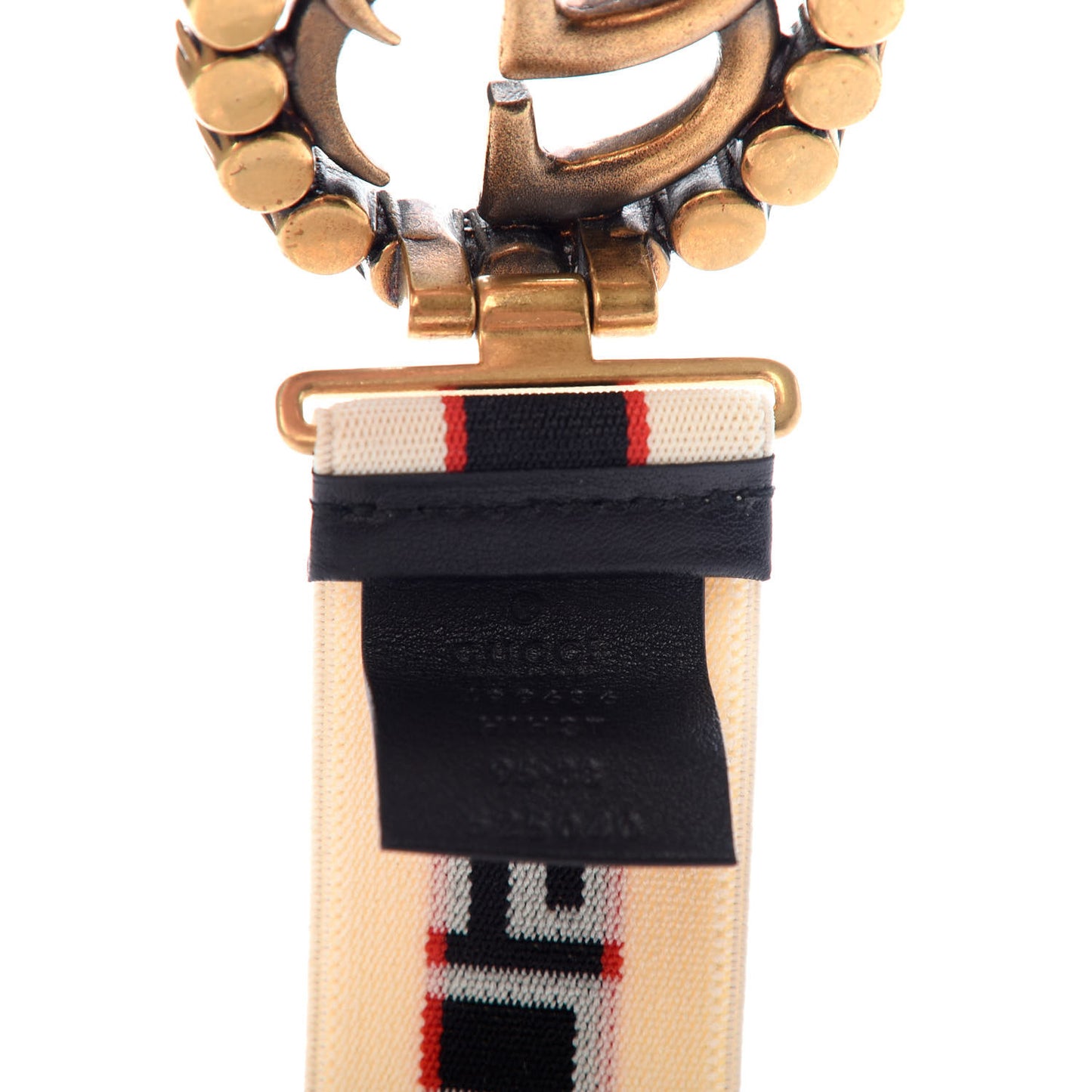Jacquard Crystal Stripe Double G Belt 95 38 White