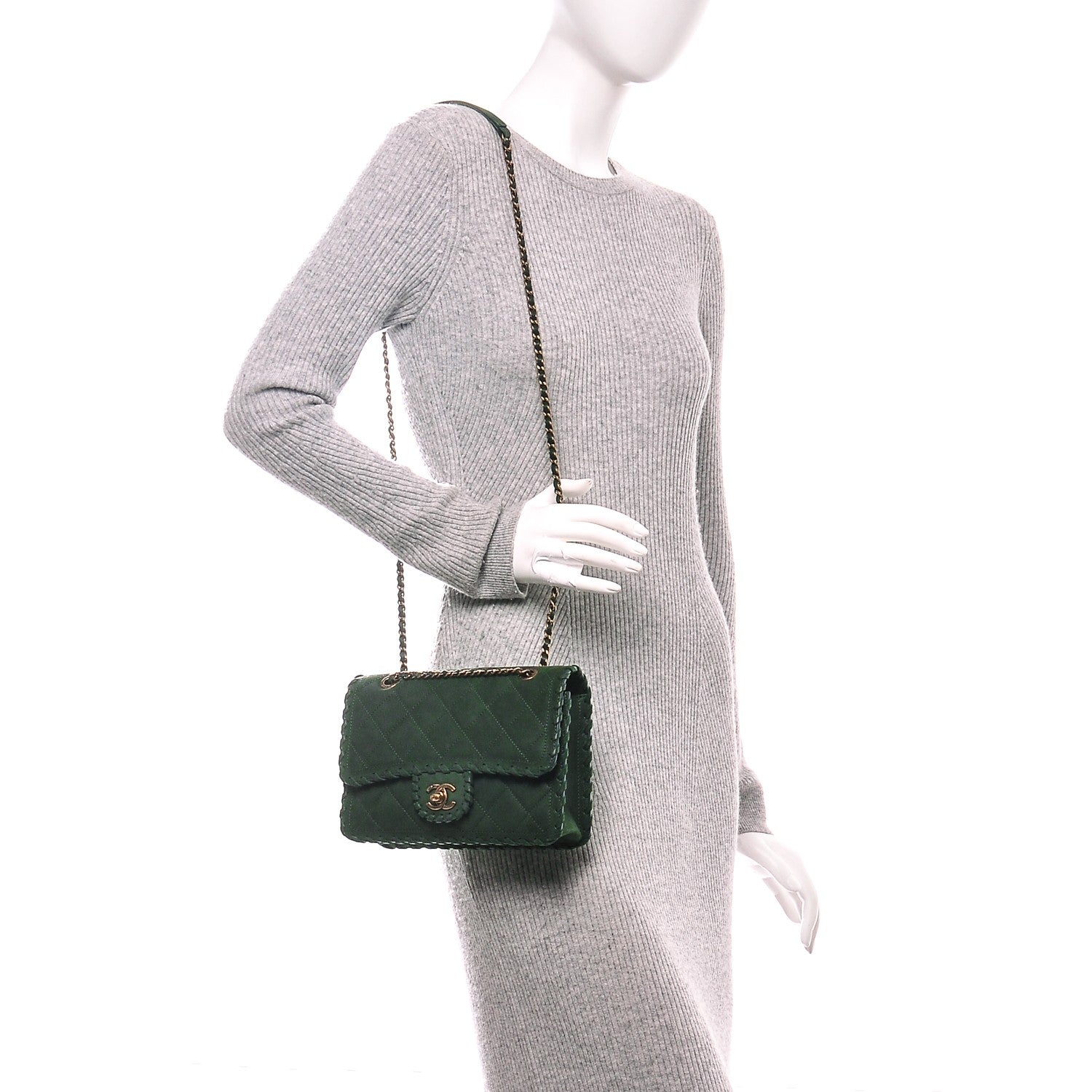 Chanel Metallic Calfskin Small Happy Stitch Flap Green 2 of 7