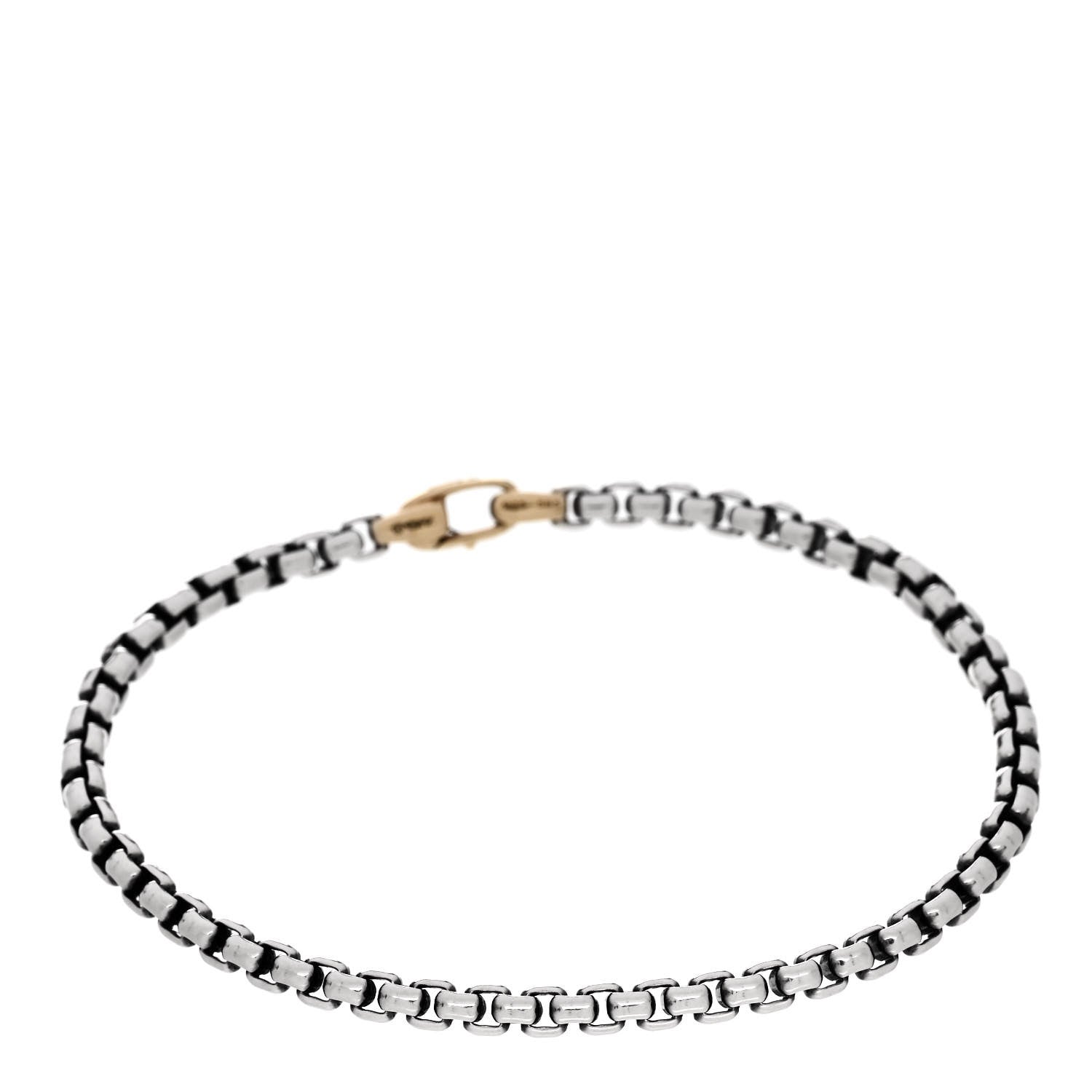 David Yurman Sterling Silver 14K Yellow Gold 4mm Bel Aire Chain Bracelet 1 of 3