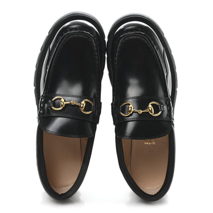 Gucci Magnum Calfskin Nappa Samoa Womens Horsebit Platform Chunky Lug Sole 40mm Loafers 41 Black 2 of 9