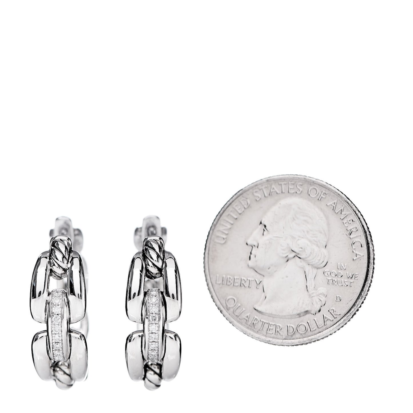 Sterling Silver Diamond 23mm Wellesley Hoop Earrings