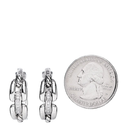David Yurman Sterling Silver Diamond 23mm Wellesley Hoop Earrings 3 of 5