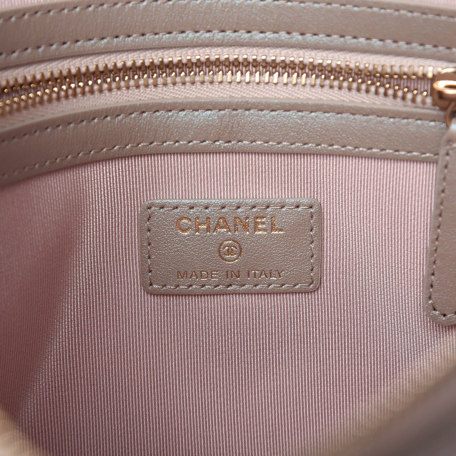 Chanel Iridescent Caviar Quilted Medium Cosmetic Case Beige 6 of 8