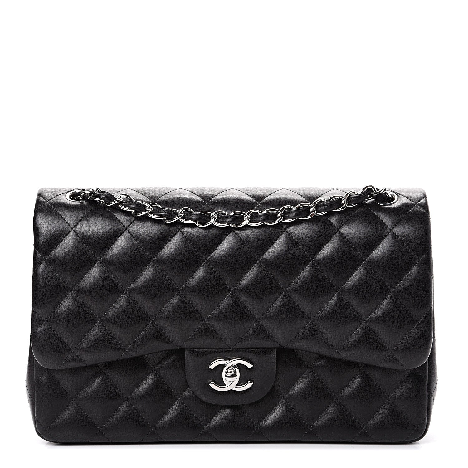 Chanel Lambskin Quilted Jumbo Double Flap Black 1 of 19